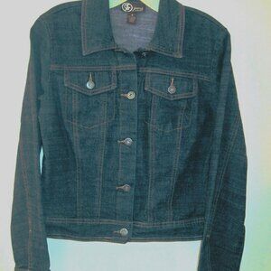 DENIM By Rafaella~Button Up Women's Jean Jacket-~Size 8~Dark Wash--Chest Pockets